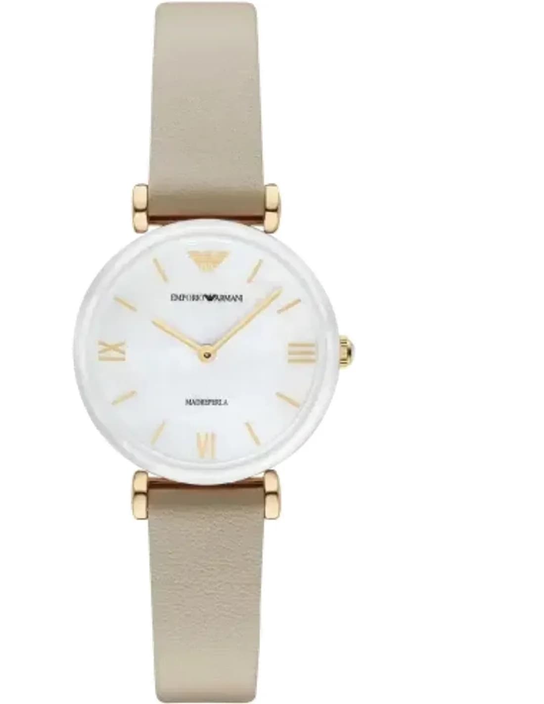 Montre Femme Emporio Armani Gianni AR11041 Cuir beige bracelet avec Cadran Nacre