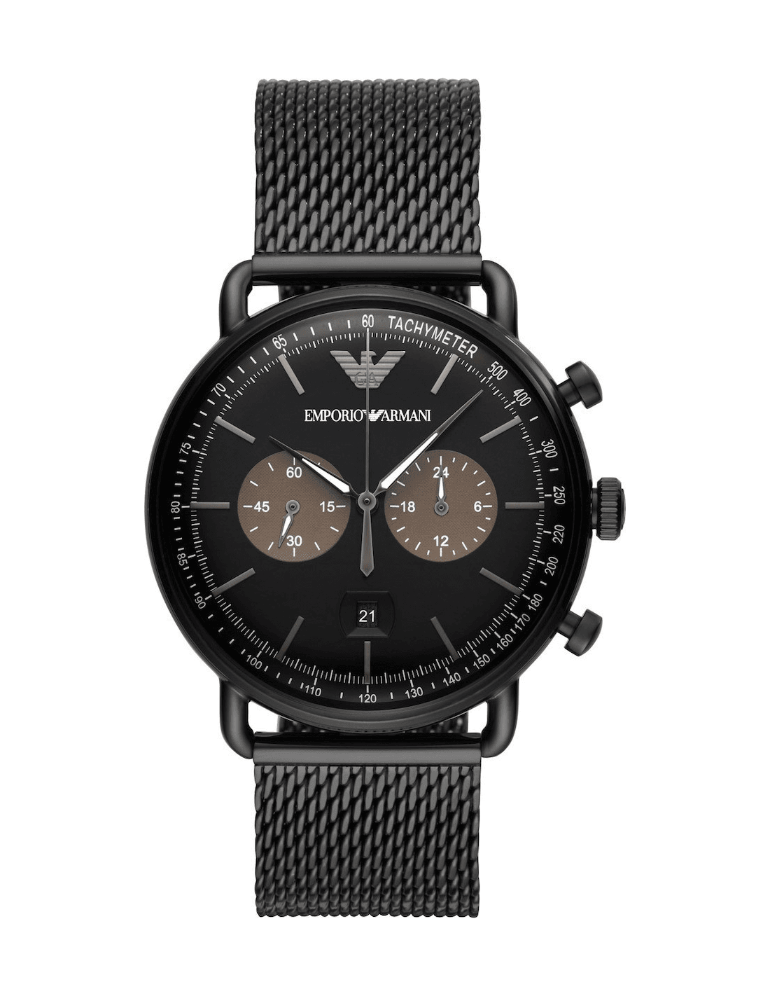 Montre Emporio Armani AR11142 Chronographe en Maille Milanaise Noire