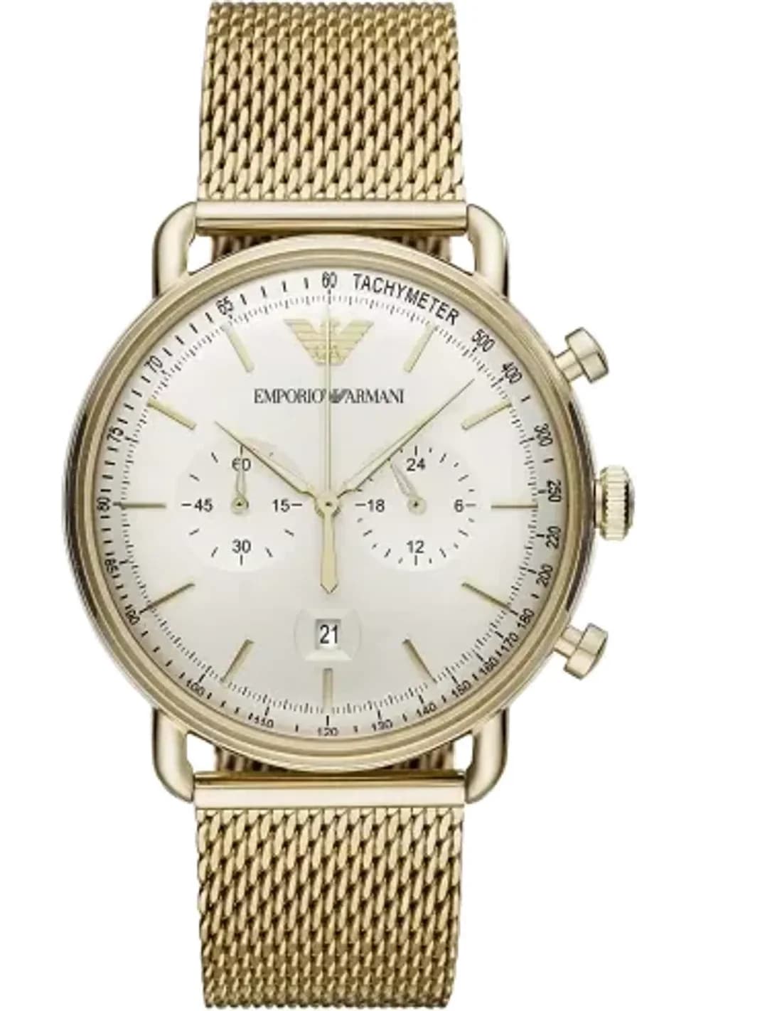 Montre Homme Emporio Armani Aviator AR11315 bracelet maille dorée
