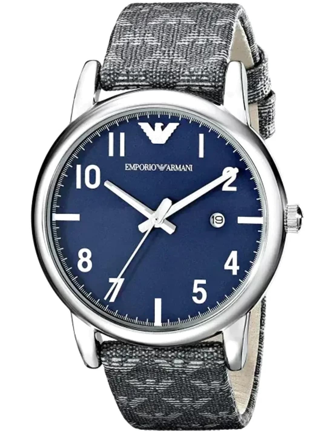 Montre Homme Emporio Armani Classic AR1833 bracelet gris en tissu motifs aigles