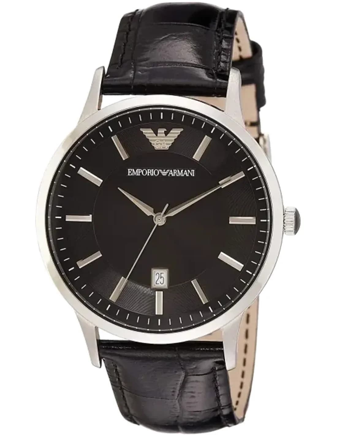 Montre Emporio Armani AR2411 avec Cadran Noir et Bracelet en Cuir