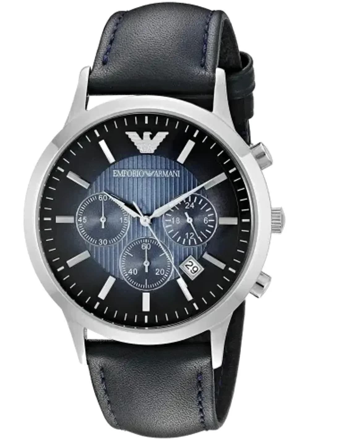 Montre Homme Emporio Armani Classic AR2473 bracelet perforé cuir bleu