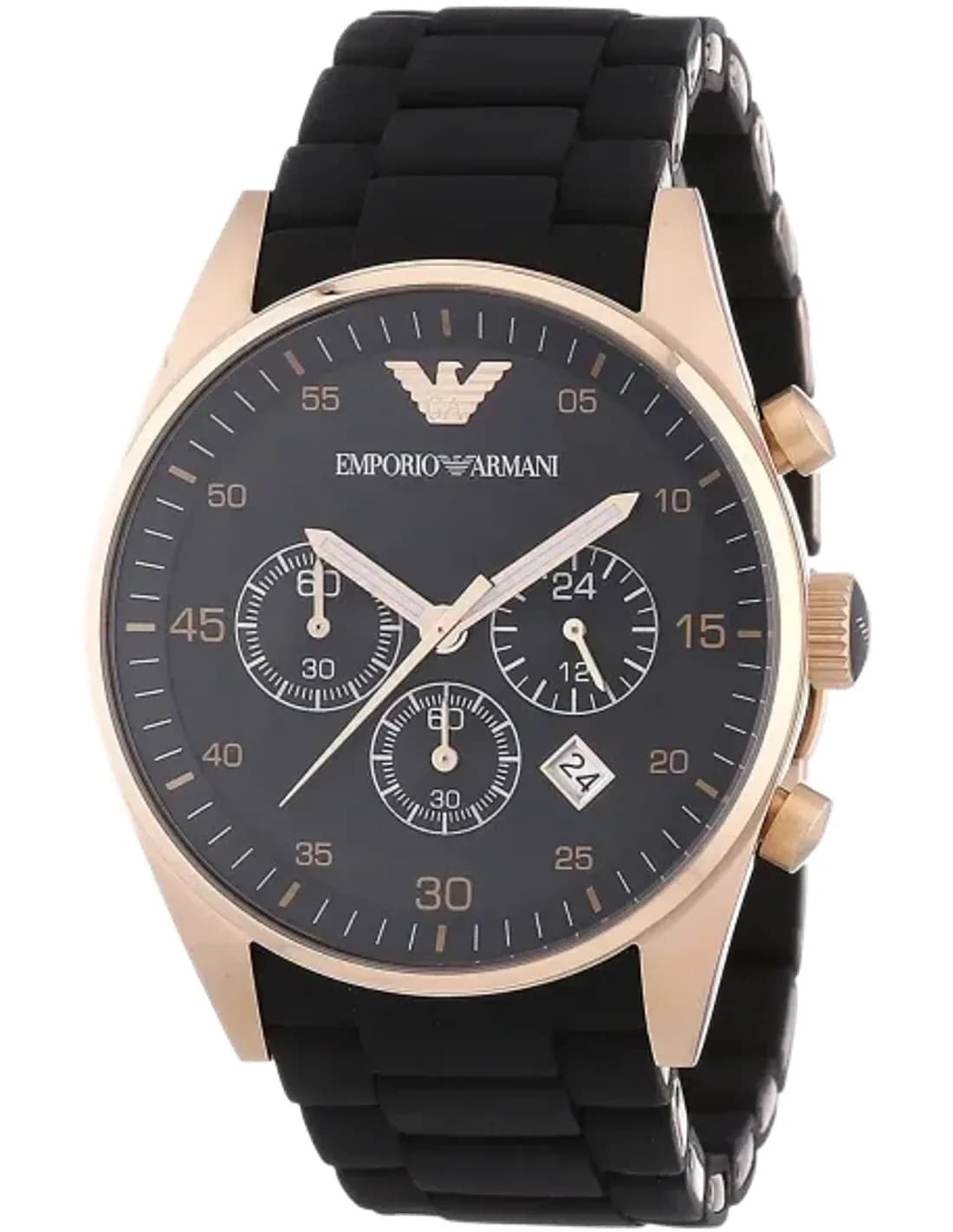 Montre Emporio Armani AR5905 Chronographe en Acier Rose Gold et Silicone