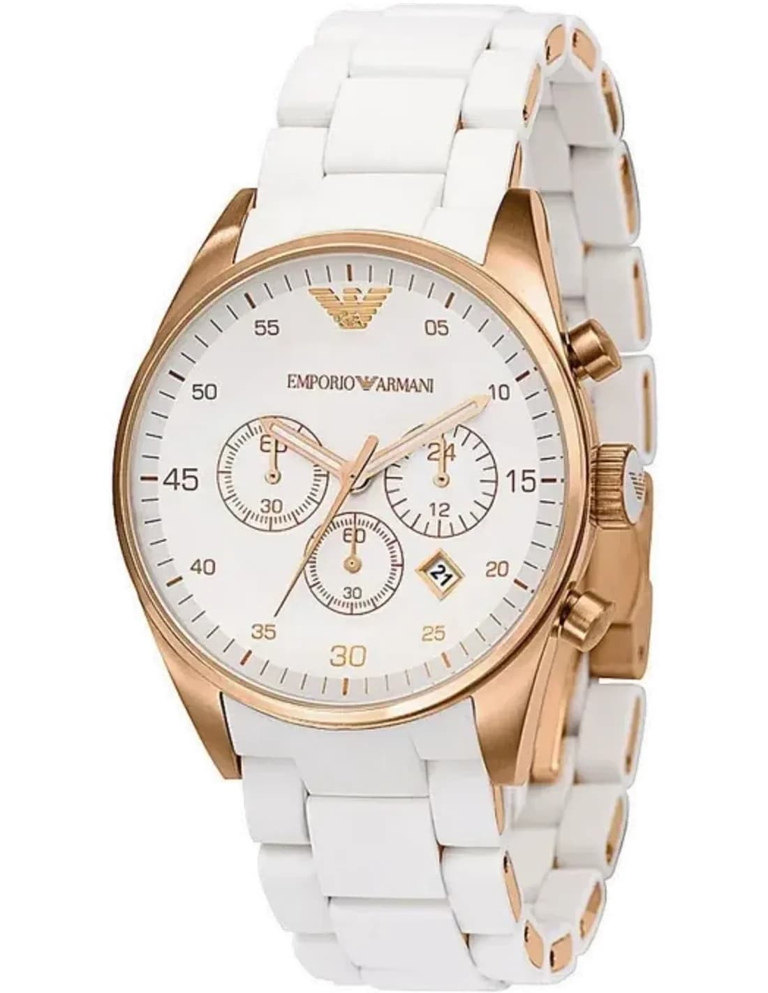 Montre Emporio Armani AR5920 Chronographe Bracelet Silicone Blanc