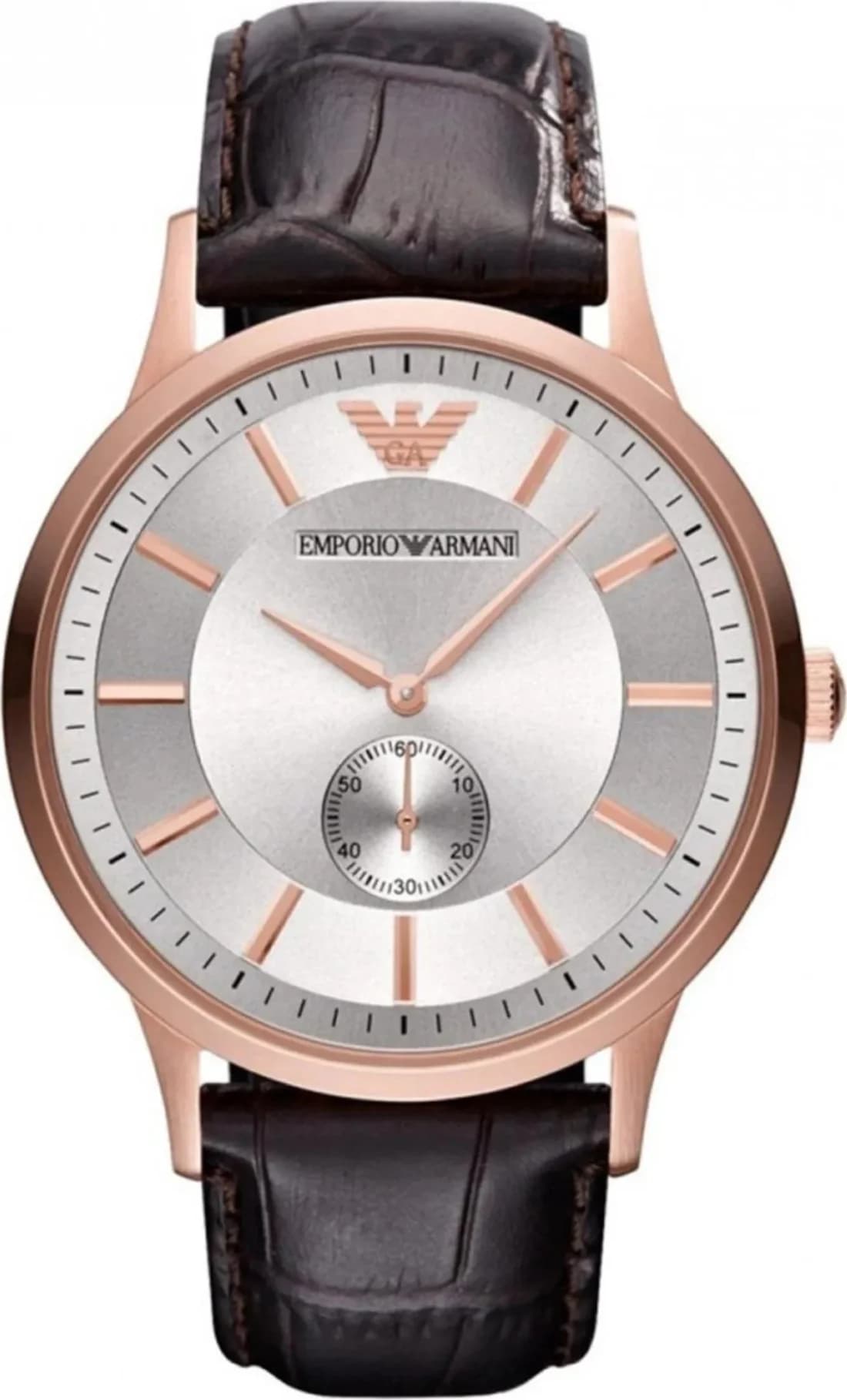 Montre Emporio Armani AR9101 en Acier Argenté et Cuir Marron