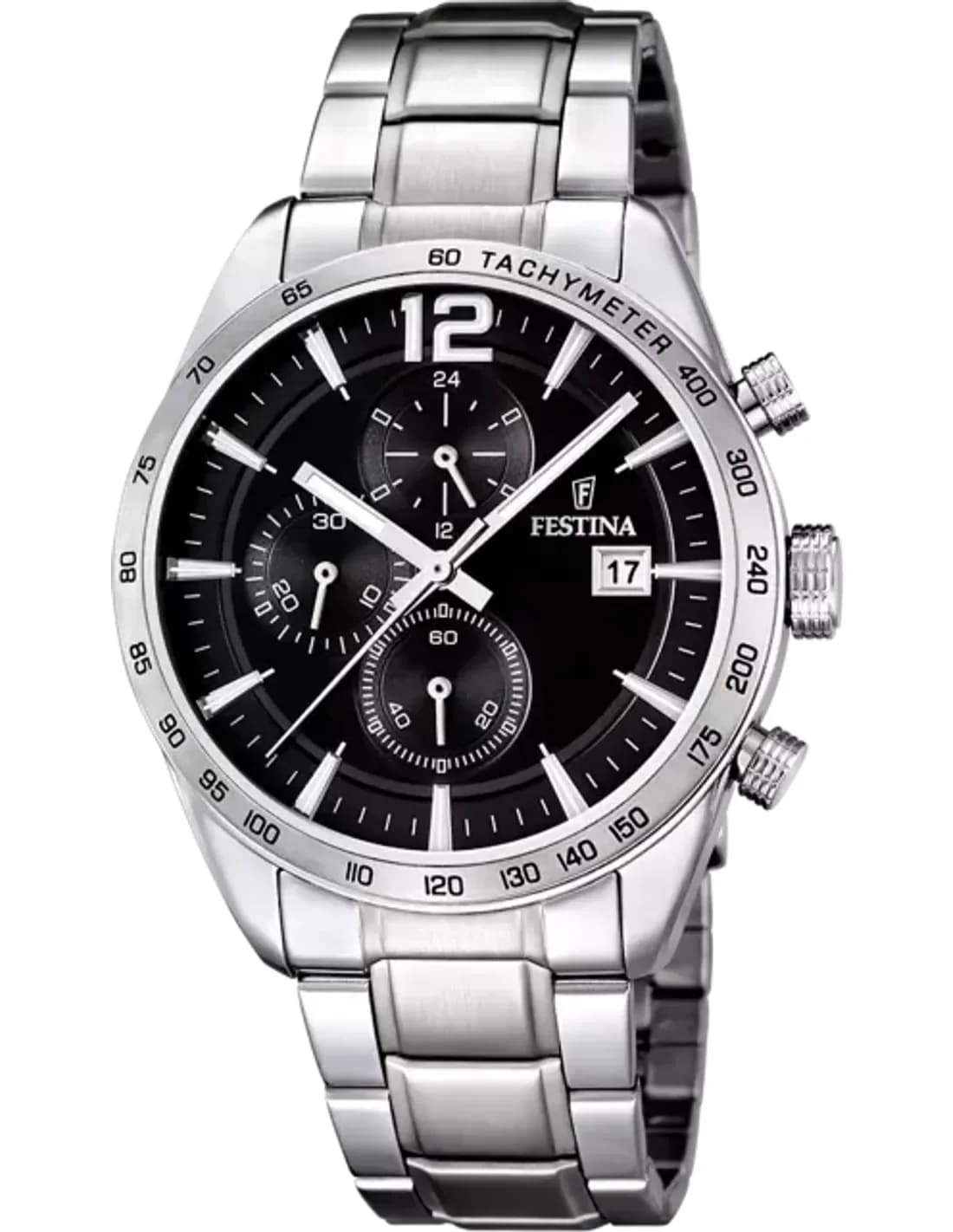 Montre Festina F16759/4 en Acier Argenté avec Cadran Noir Multifonctions