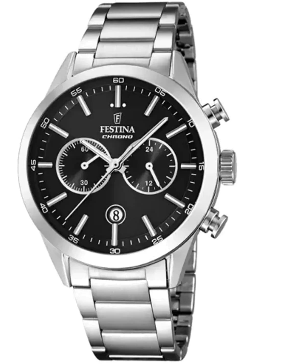 Montre Festina F16826/C en Acier Argenté avec Cadran Noir