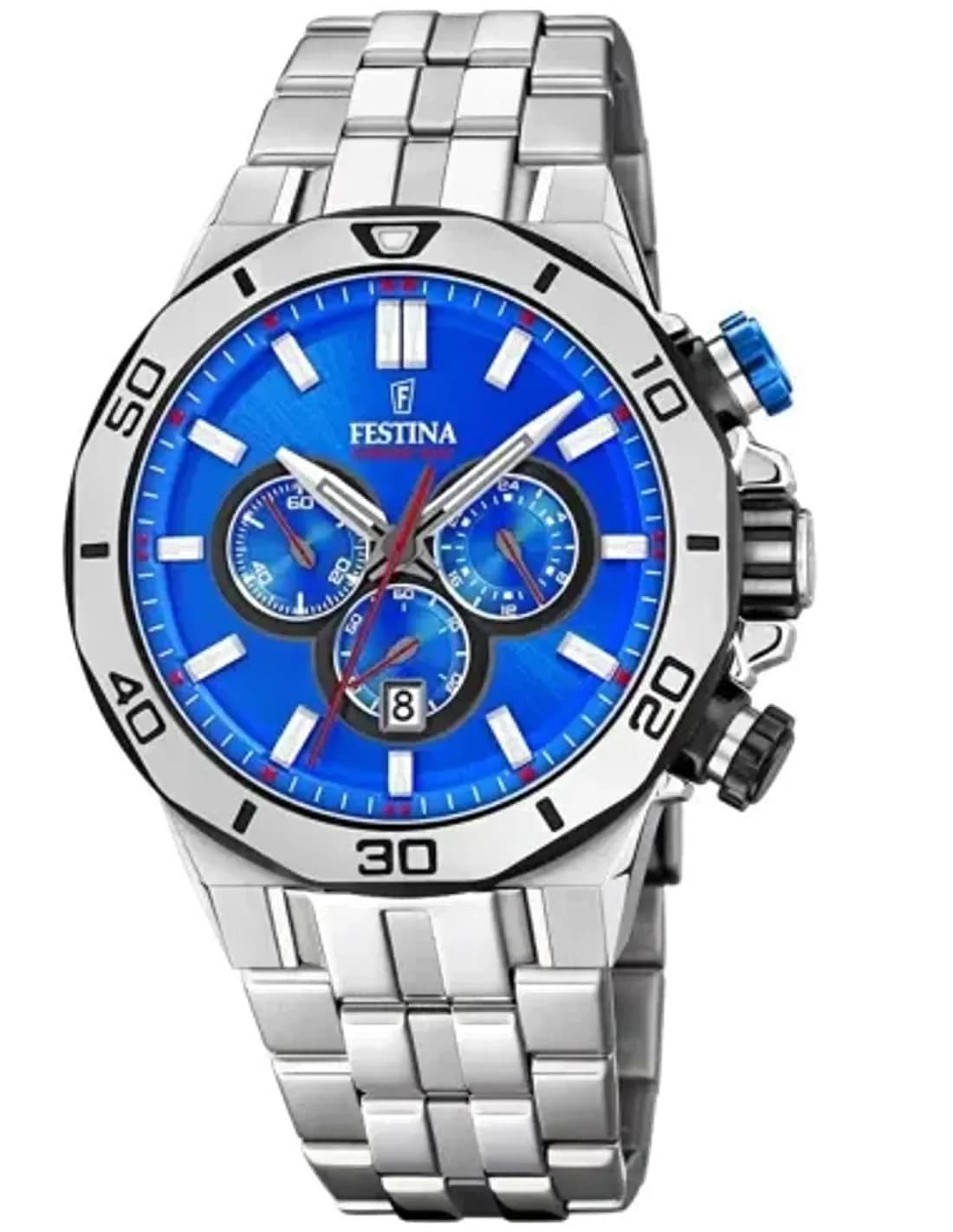 Montre Homme Festina F20448/2 Chronographe Sport en Acier et Cadran Bleu