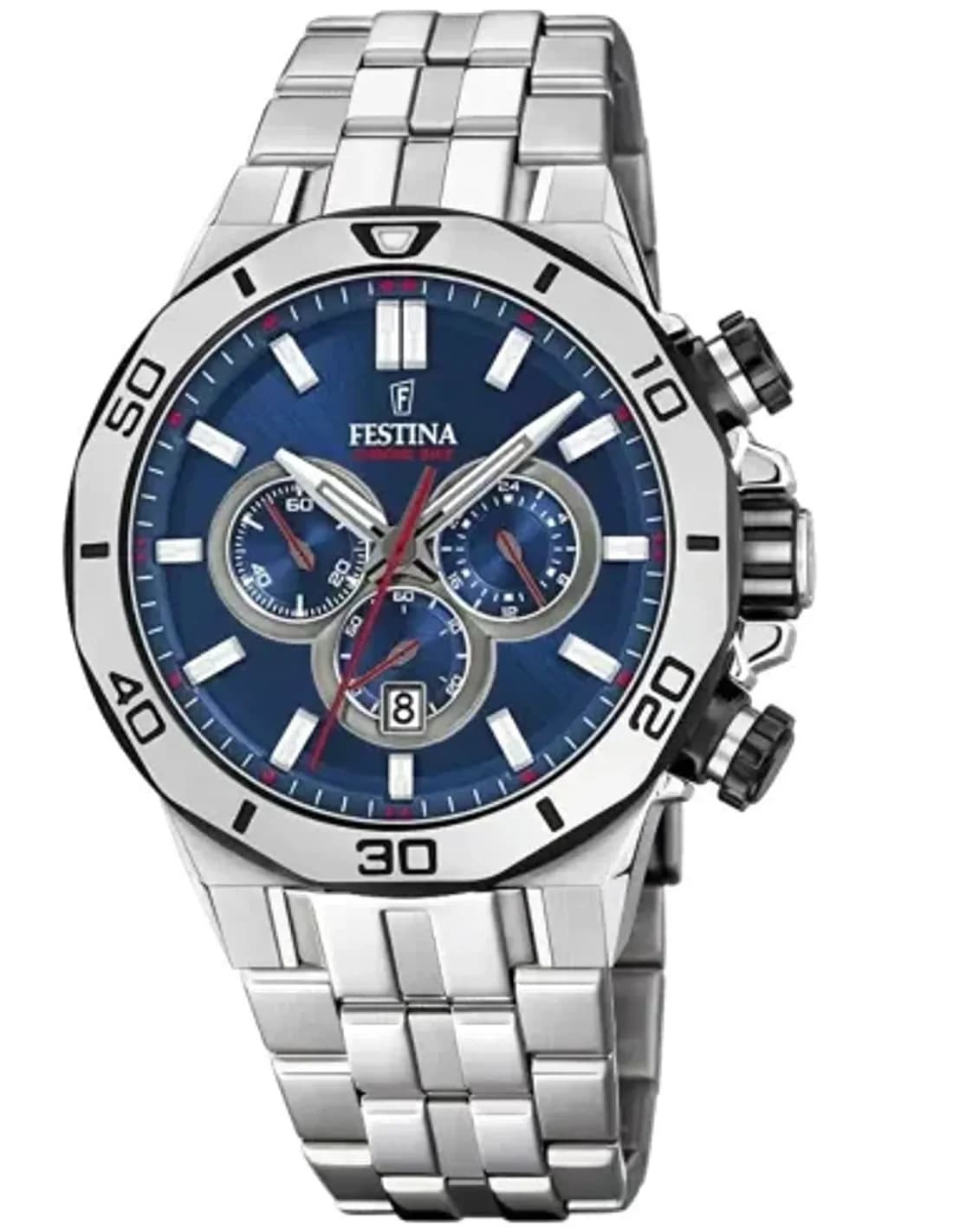 Montre Homme Festina F20448/3 Chronographe Acier Noir et Bleu