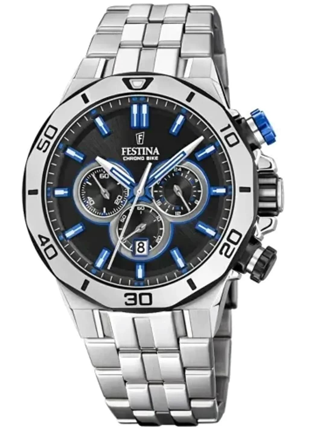 Montre Festina F20448/5 Chronographe en Acier avec Cadran Noir et Bleu