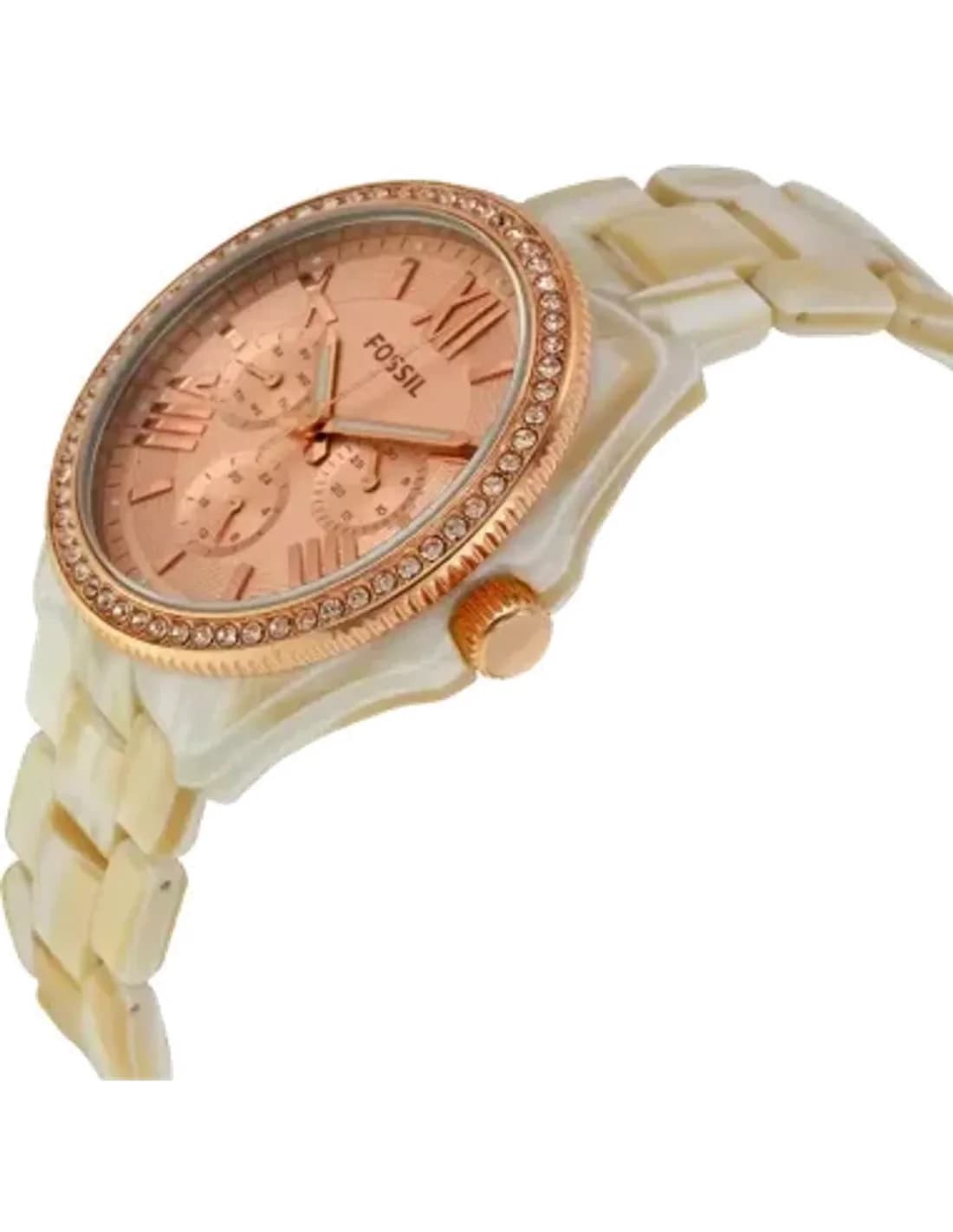 Montre Femme Fossil Cecile AM4558 Blanc Boîtier et cadran or rose
