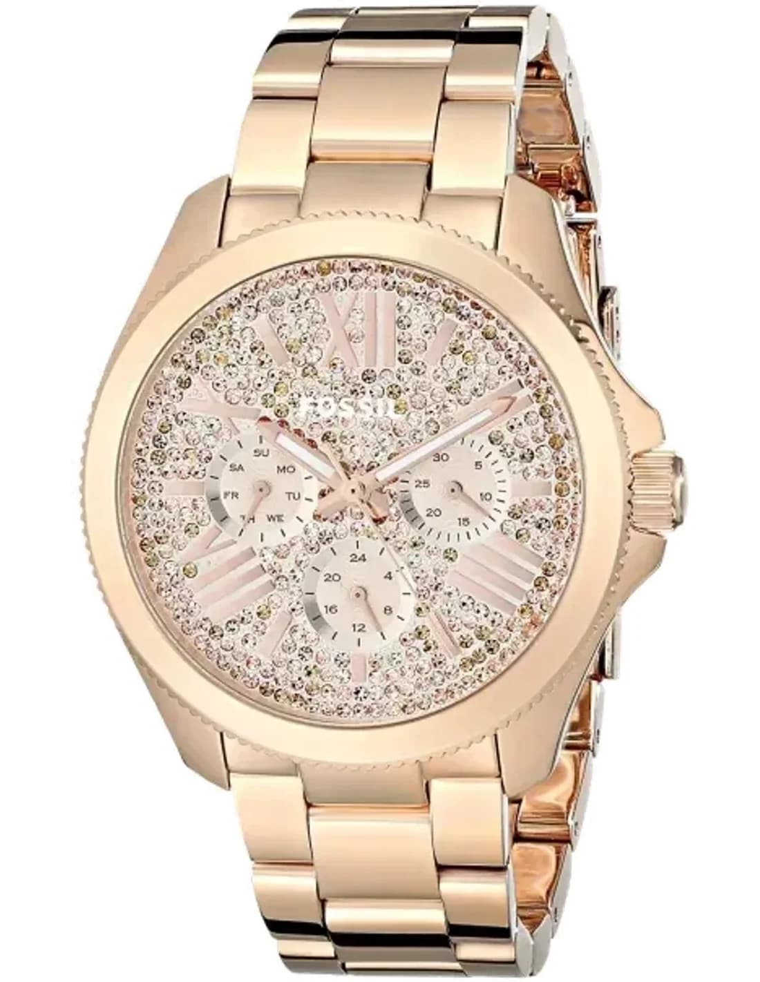 Montre Femme Fossil Cecile AM4604 Dorée rose avec pierres transparentes