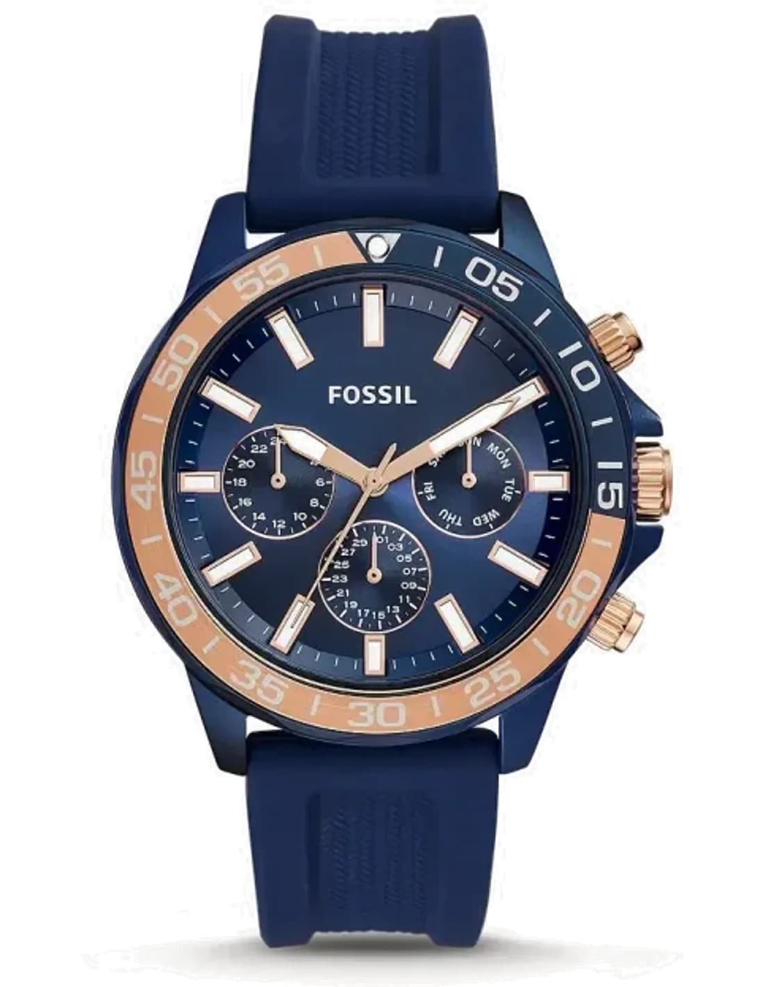Montre Homme Fossil Bannon BQ2498 avec un bracelet en silicone bleu