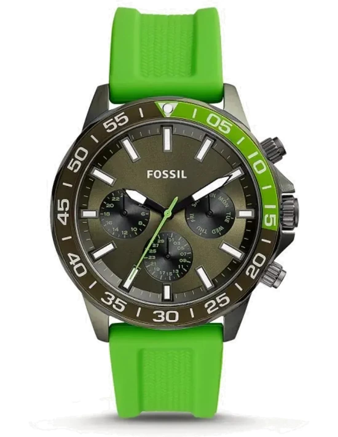 Montre Homme Fossil Bannon BQ2501 avec bracelet en silicone vert