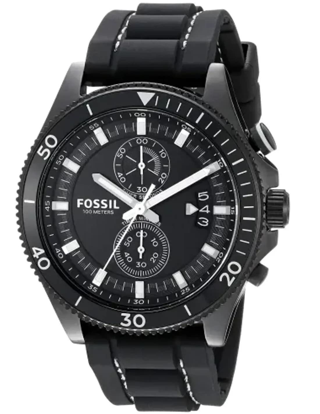 Montre Chronomètre Fossil Wakefield CH3010 Bracelet silicone noir