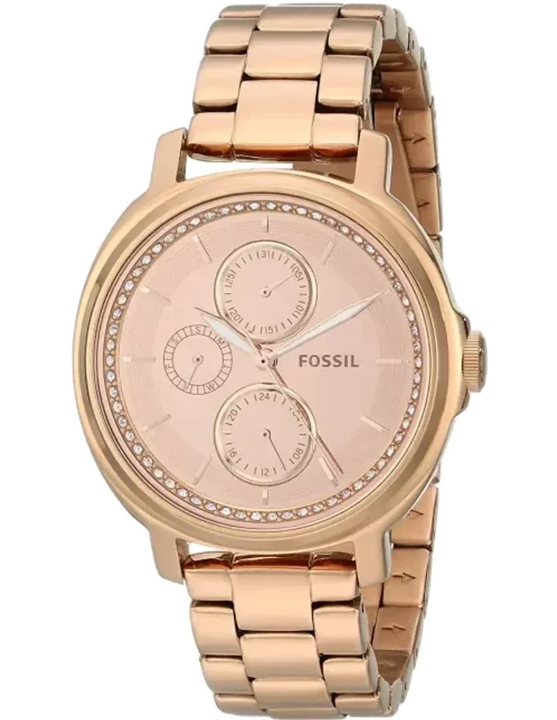 Montre Femme Fossil Chelsey ES3720 Cristaux or rose cadran multifonction