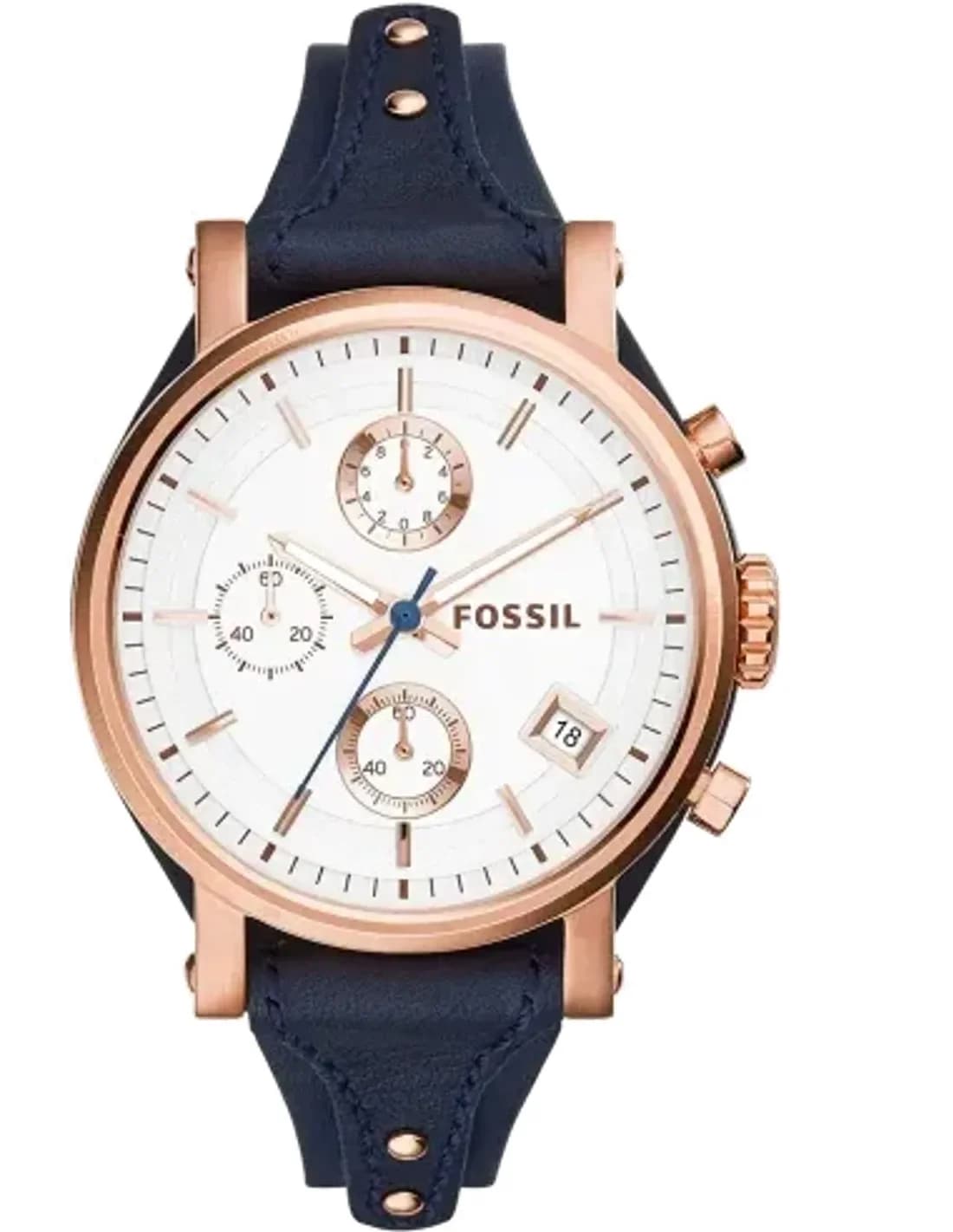 Montre Femme Fossil Original Boyfriend ES3838 bracelet cuir bleu