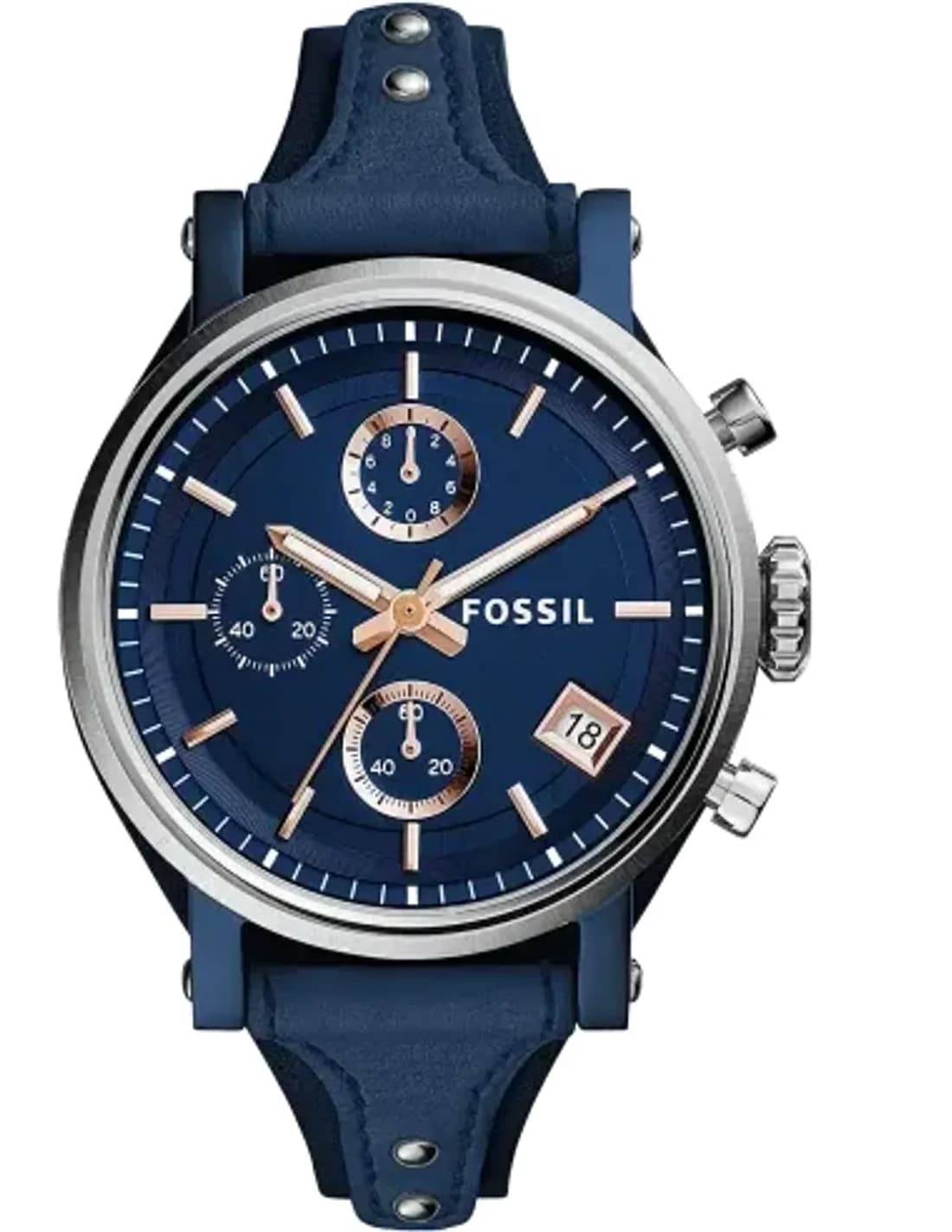 Montre Fossil ES4113 avec Bracelet en Cuir Bleu