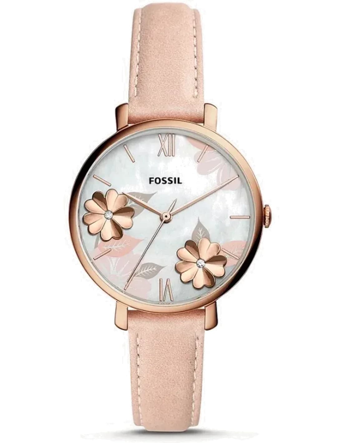 Montre femme Fossil Jacqueline ES4671 trois aiguilles en cuir blush