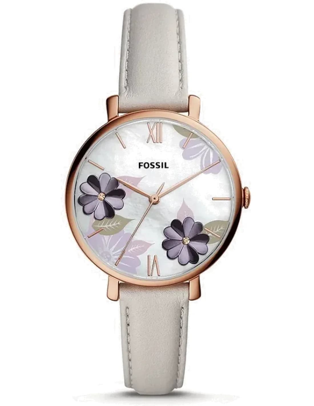 Montre femme Fossil Jacqueline ES4672 en cuir gris avec revêtement minéral