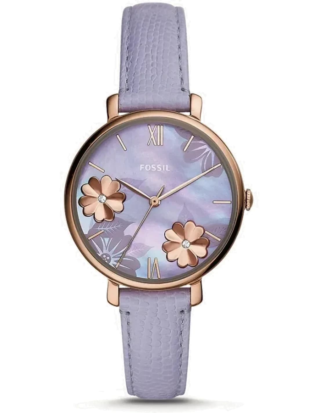 Montre femme Fossil Jacqueline ES4814 bracelet en cuir lavande