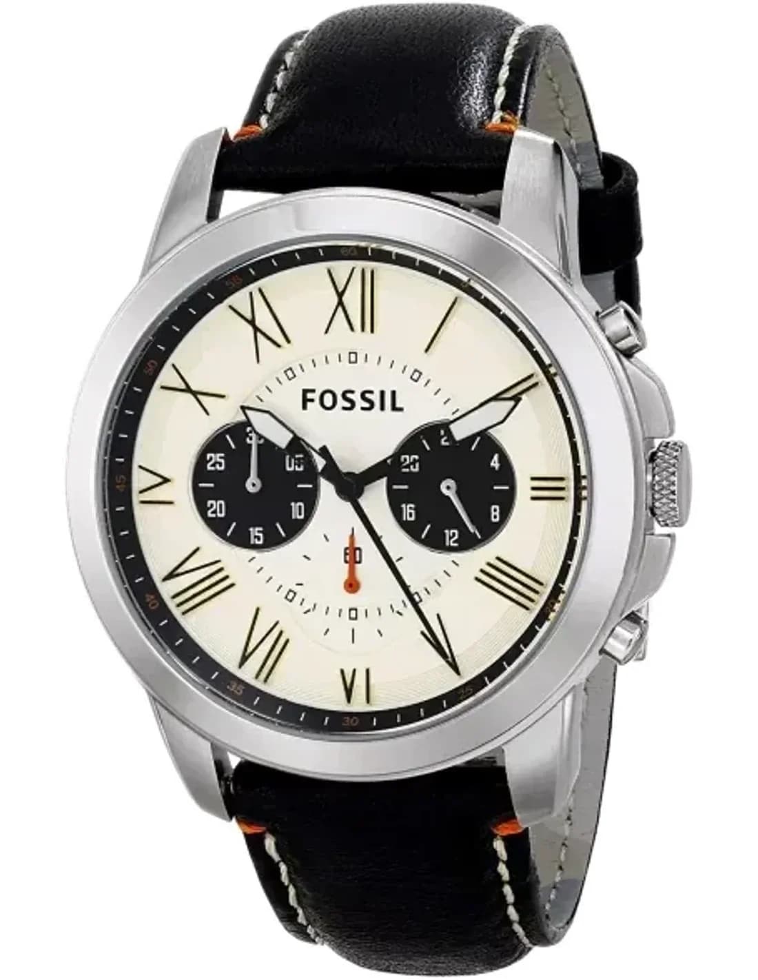 Montre Homme Fossil Grant FS4919 bracelet noir en cuir