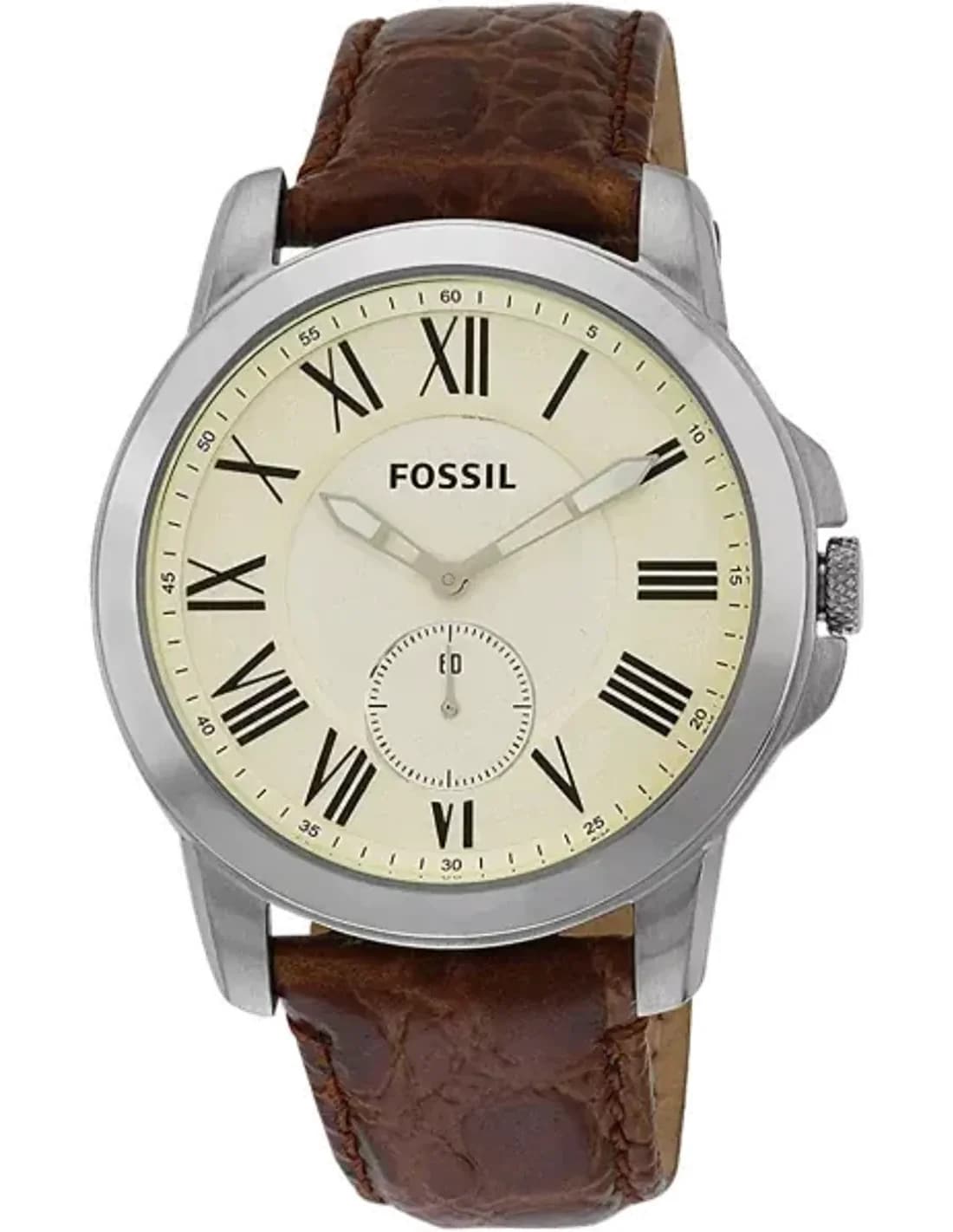 Montre Homme Fossil Grant FS4963 bracelet croco en cuir brun
