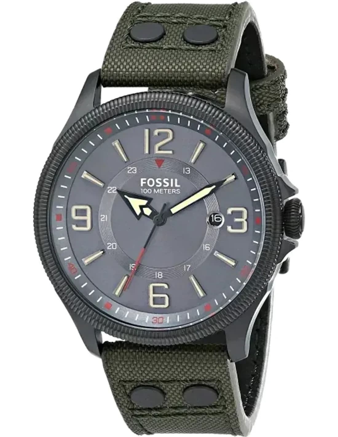 Montre Homme Fossil Recruiter FS4979 Bracelet kaki en nylon