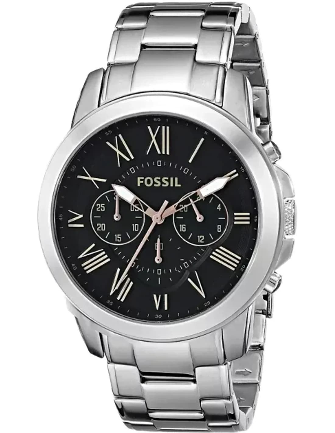 Montre Homme Fossil Grant FS4994 Bracelet argenté en acier inoxydable