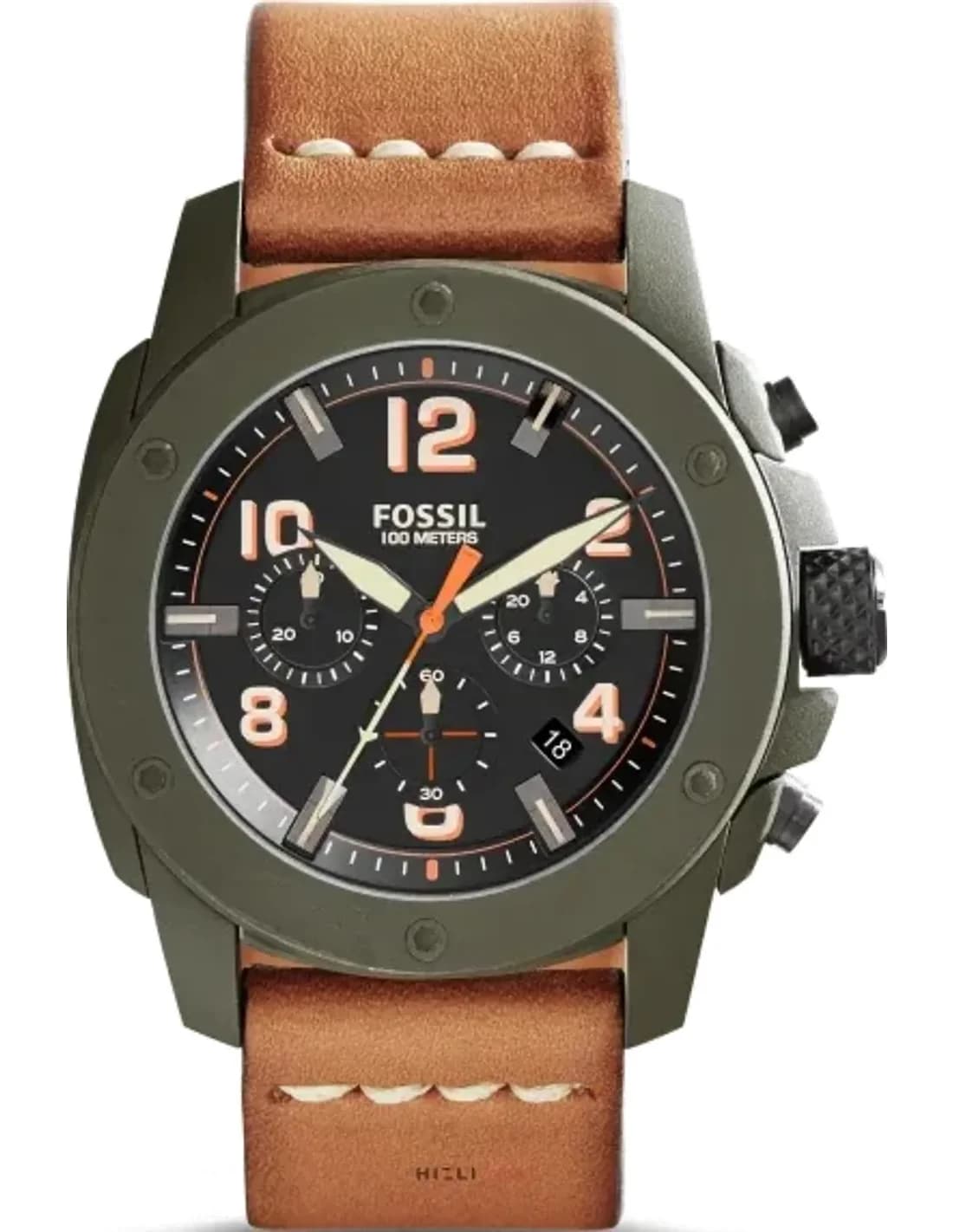 Montre Homme Fossil Machine FS5035 Boîtier couleur kaki en acier inoxydable