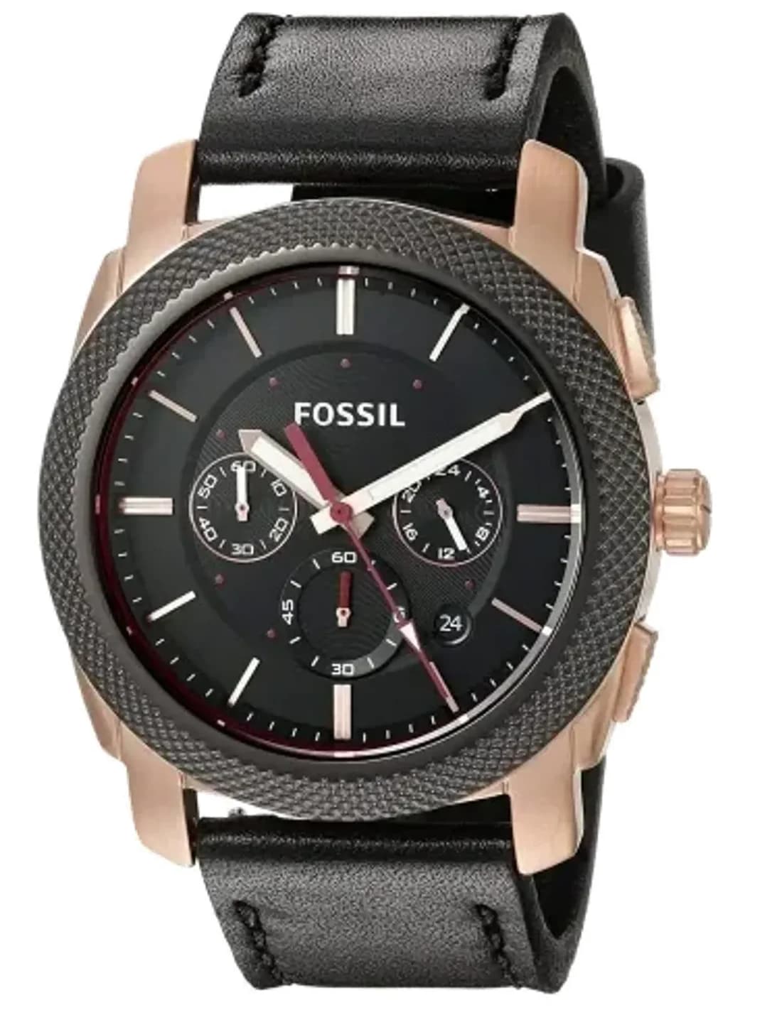 Montre Homme Fossil Machine FS5120 bracelet cuir noir