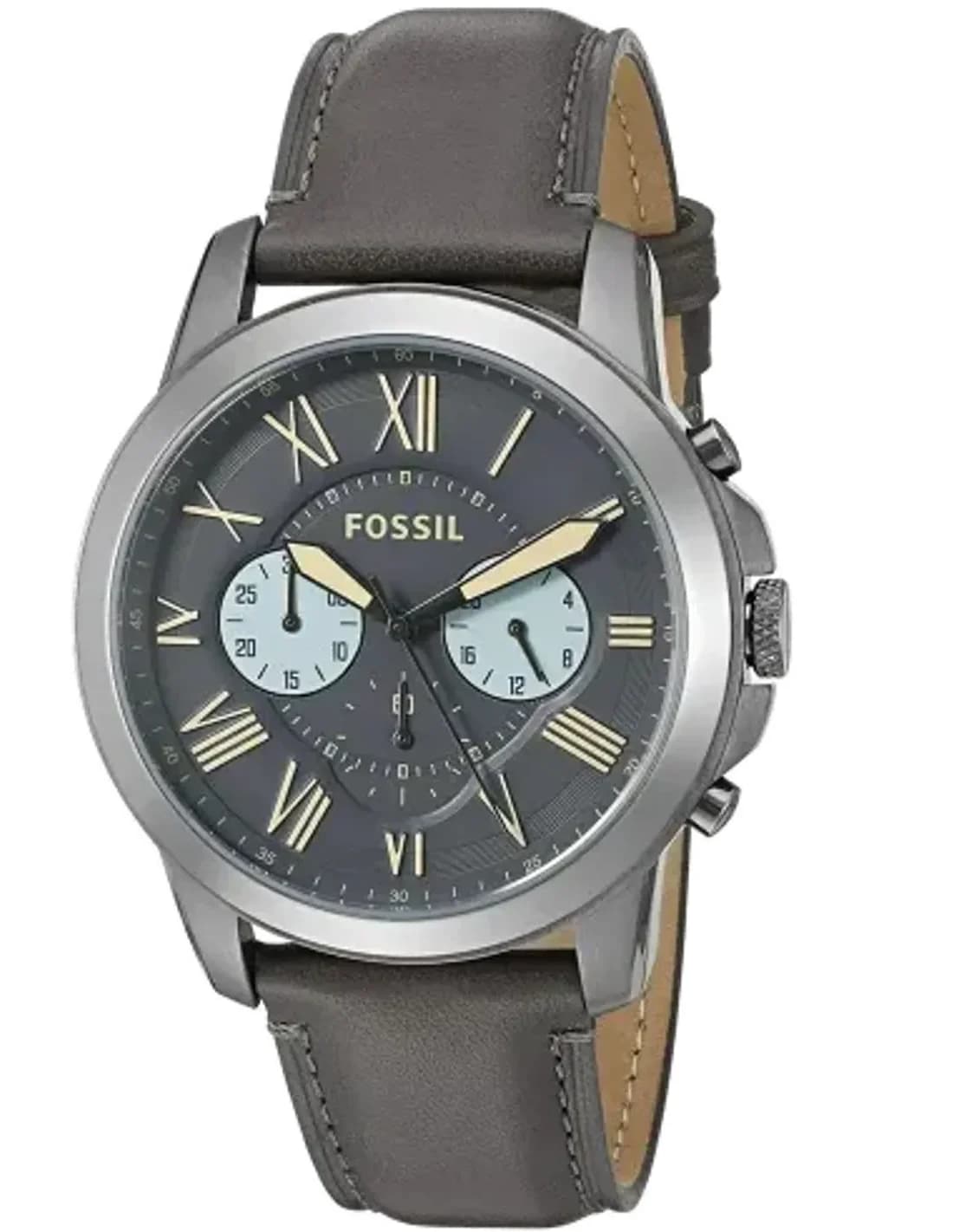 Montre Homme Fossil Grant FS5183 bracelet cuir gris