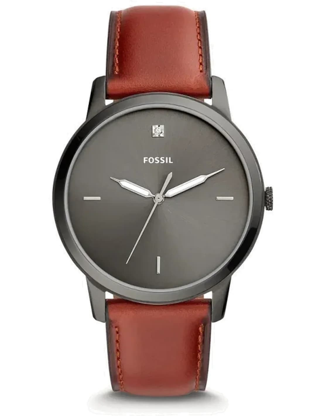 Montre homme Fossil The Minimalist Carbon FS5479 bracelet en cuir marron
