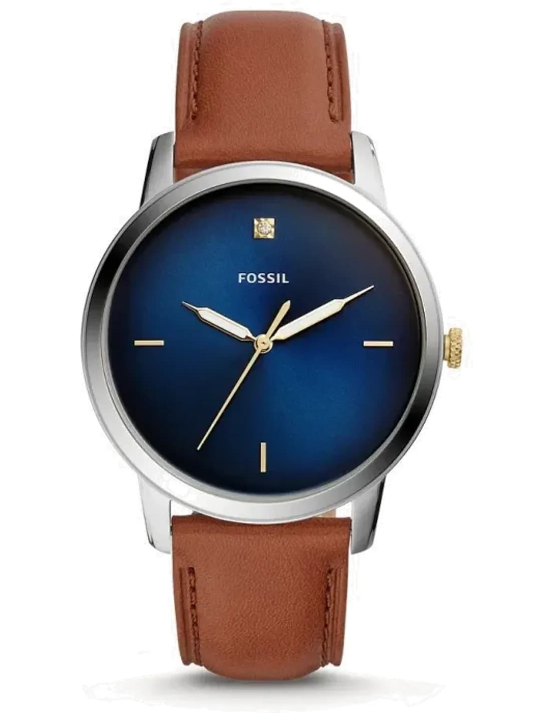 Montre homme Fossil The Minimalist FS5499 avec bracelet en cuir marron
