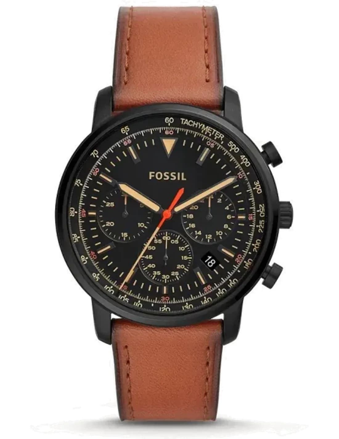 Montre homme Fossil Goodwin Chronograph FS5501 avec bracelet en cuir marron