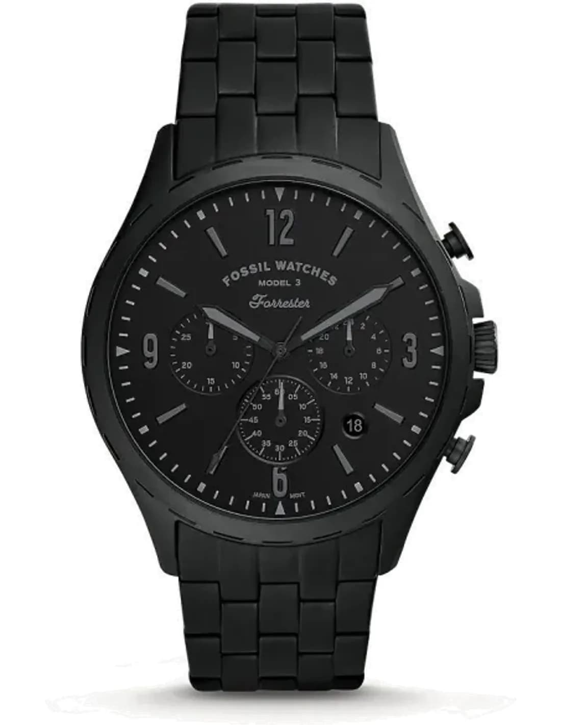 Montre Homme Fossil Forrester FS5697 chronographe avec bracelet en acier inoxydable noir