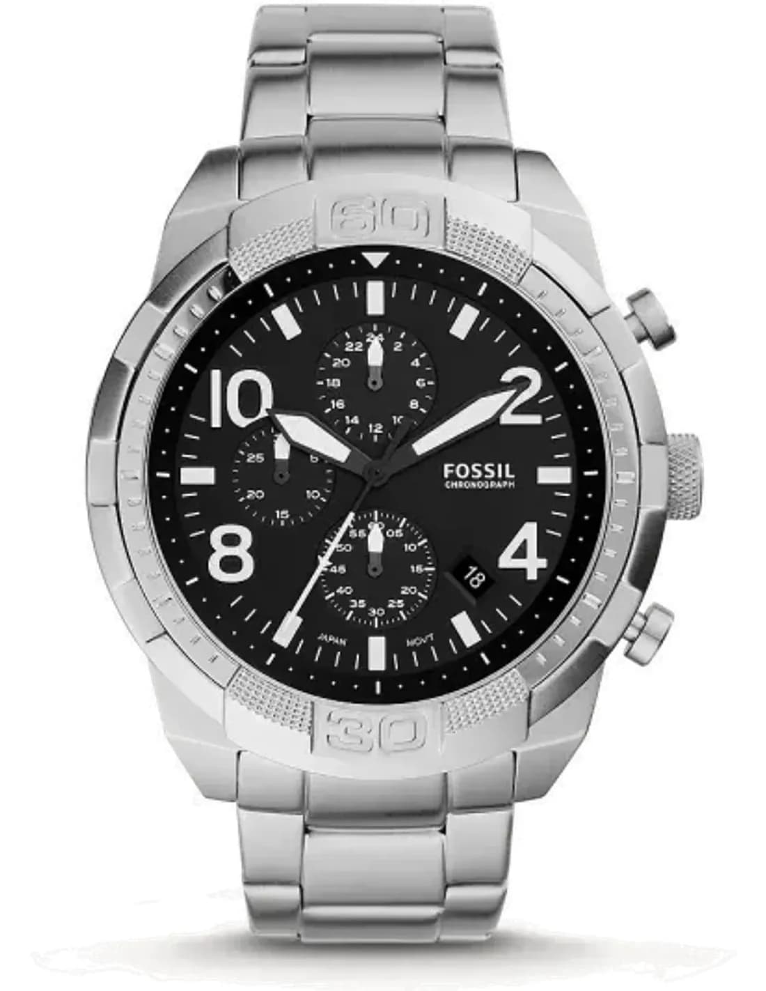 Montre homme Fossil Bronson FS5710 chronographe argent bracelet en acier inoxydable