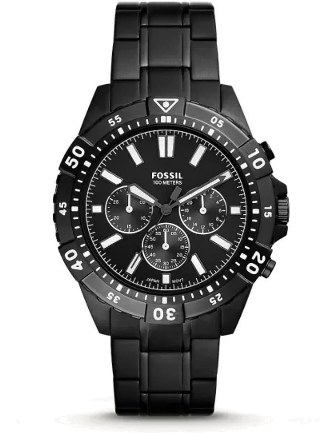 Montre homme Fossil Garrett FS5773 chronographe en acier inoxydable noir
