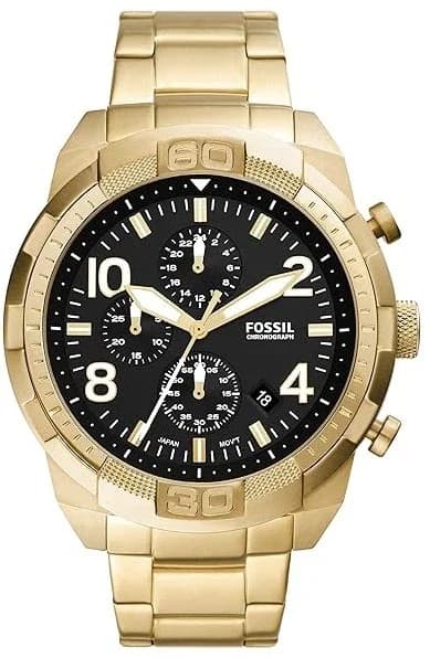 Montre Homme Fossil Bronson FS5877 cadran noir bracelet acier