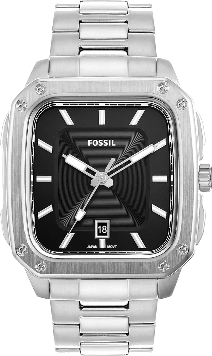 Montre Homme Fossil Inscription FS5933 cadran noir bracelet acier