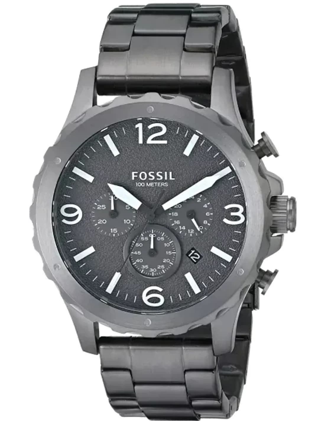 Montre Homme Fossil Nate JR1469 Chronographe gris foncé en acier cadran texturé