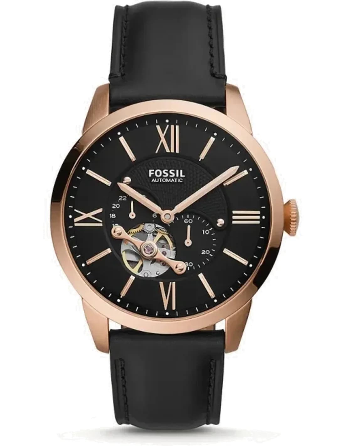 Montre homme Fossil Townsman ME3170 automatique en cuir noir