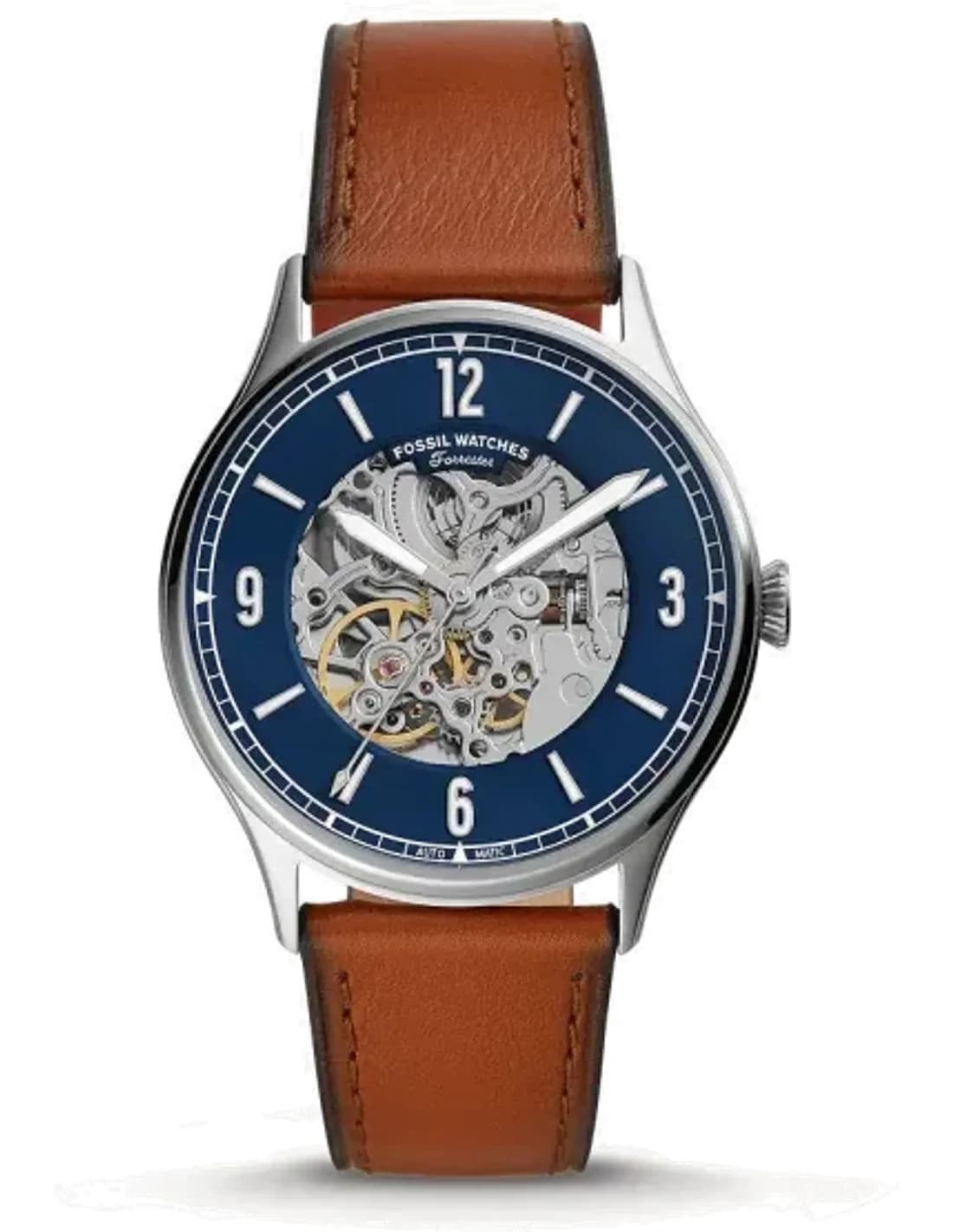 Montre homme Fossil Forrester ME3179 automatique avec bracelet en cuir marron