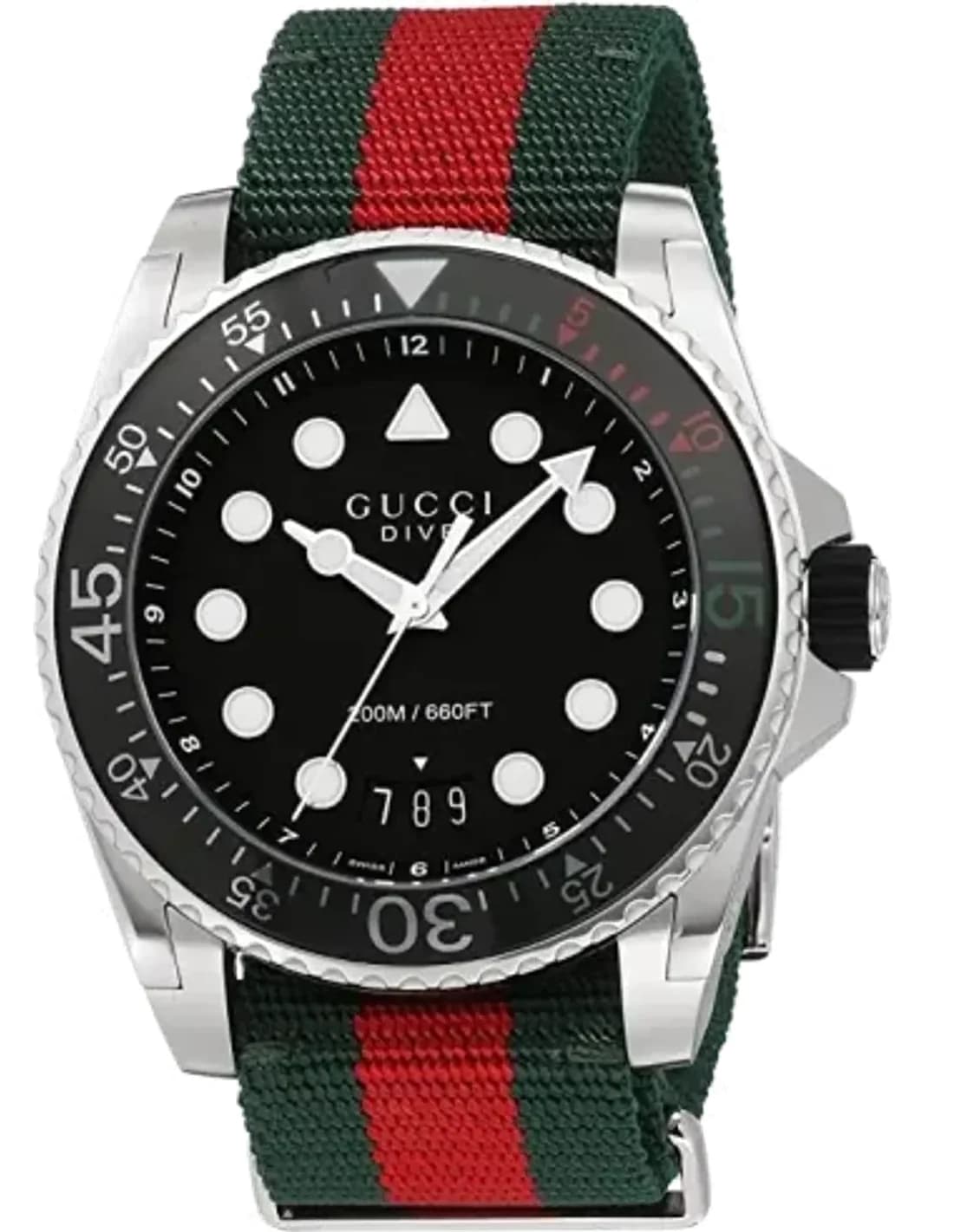 Montre Homme Gucci Dive YA136209 Bracelet nylon rouge et vert