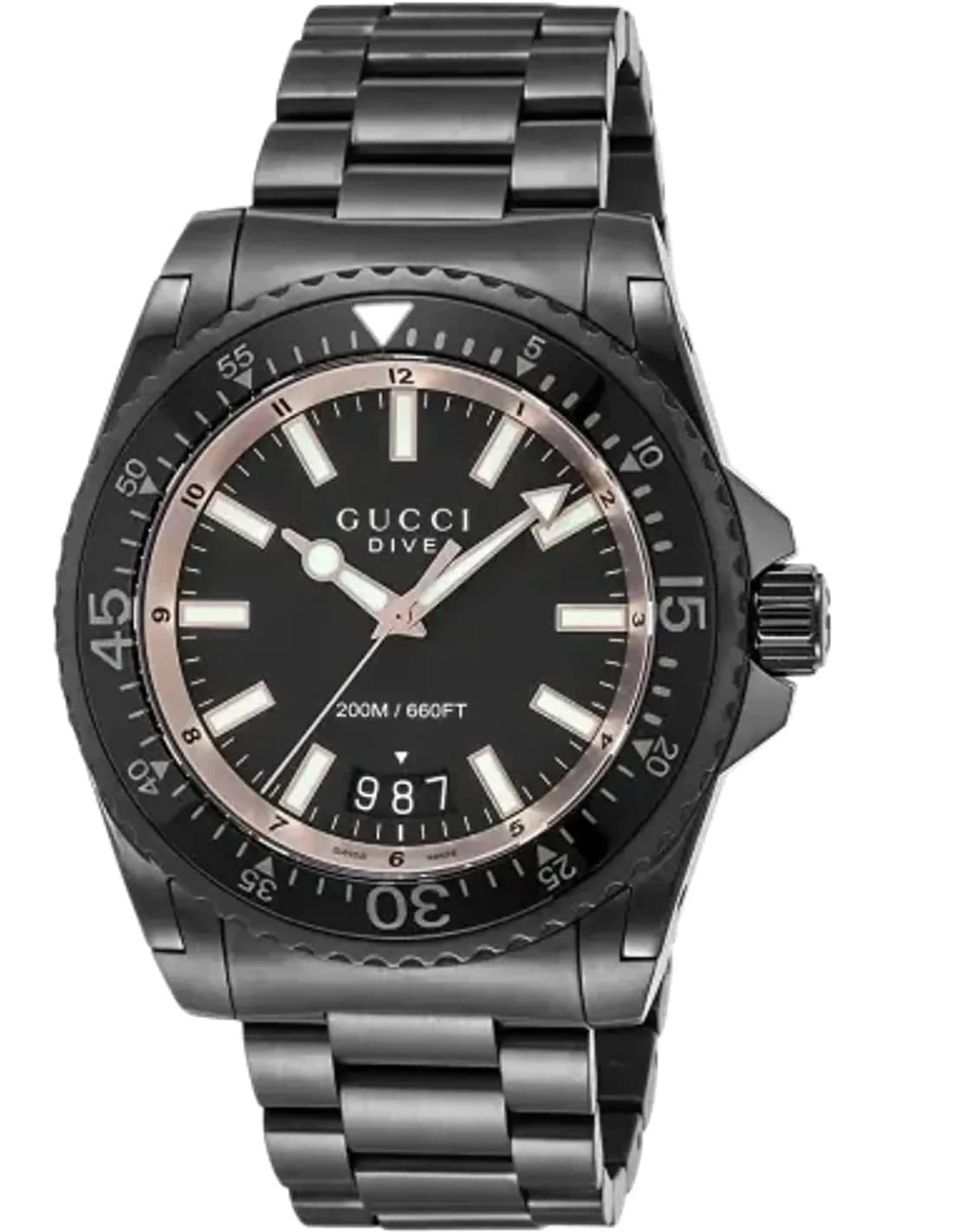 Montre Homme Gucci Dive YA136213 bracelet en acier inoxydable noir