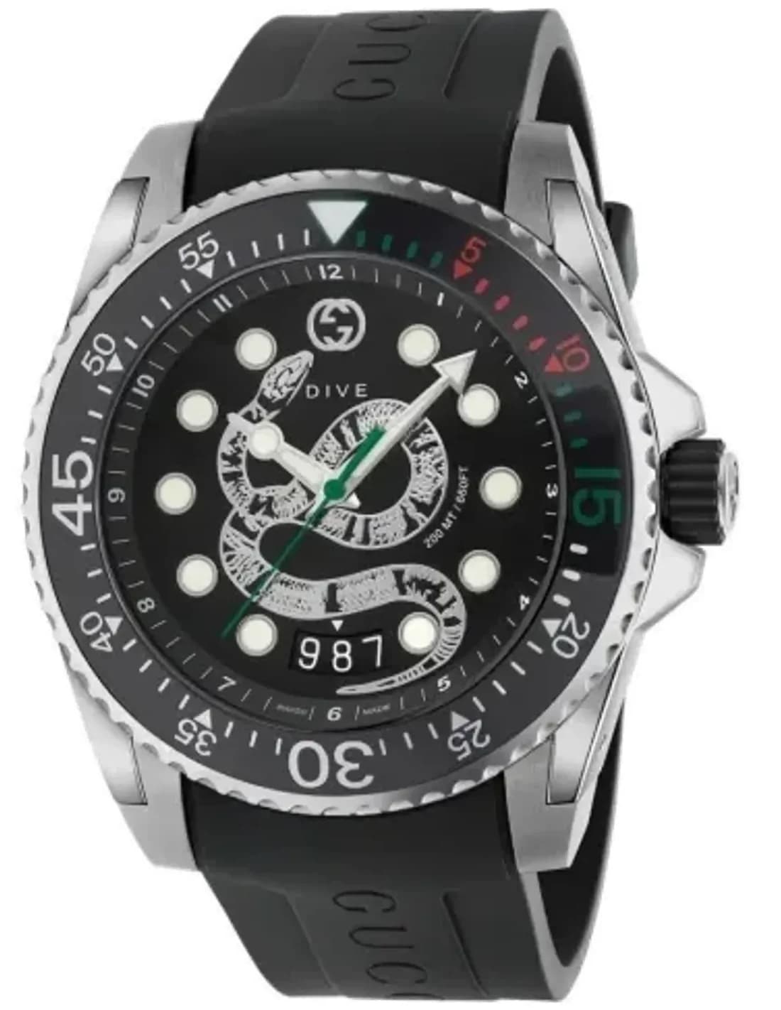 Montre Homme Gucci Dive YA136217 Bracelet en caoutchouc noir