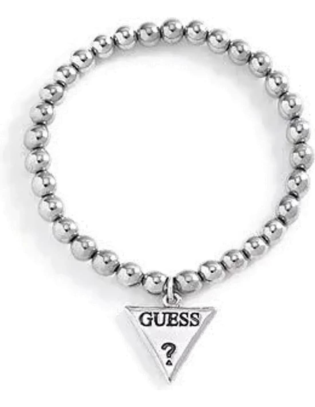Guess 291658-21 Silver Acetate Pearl Bracelet with Logo Plate