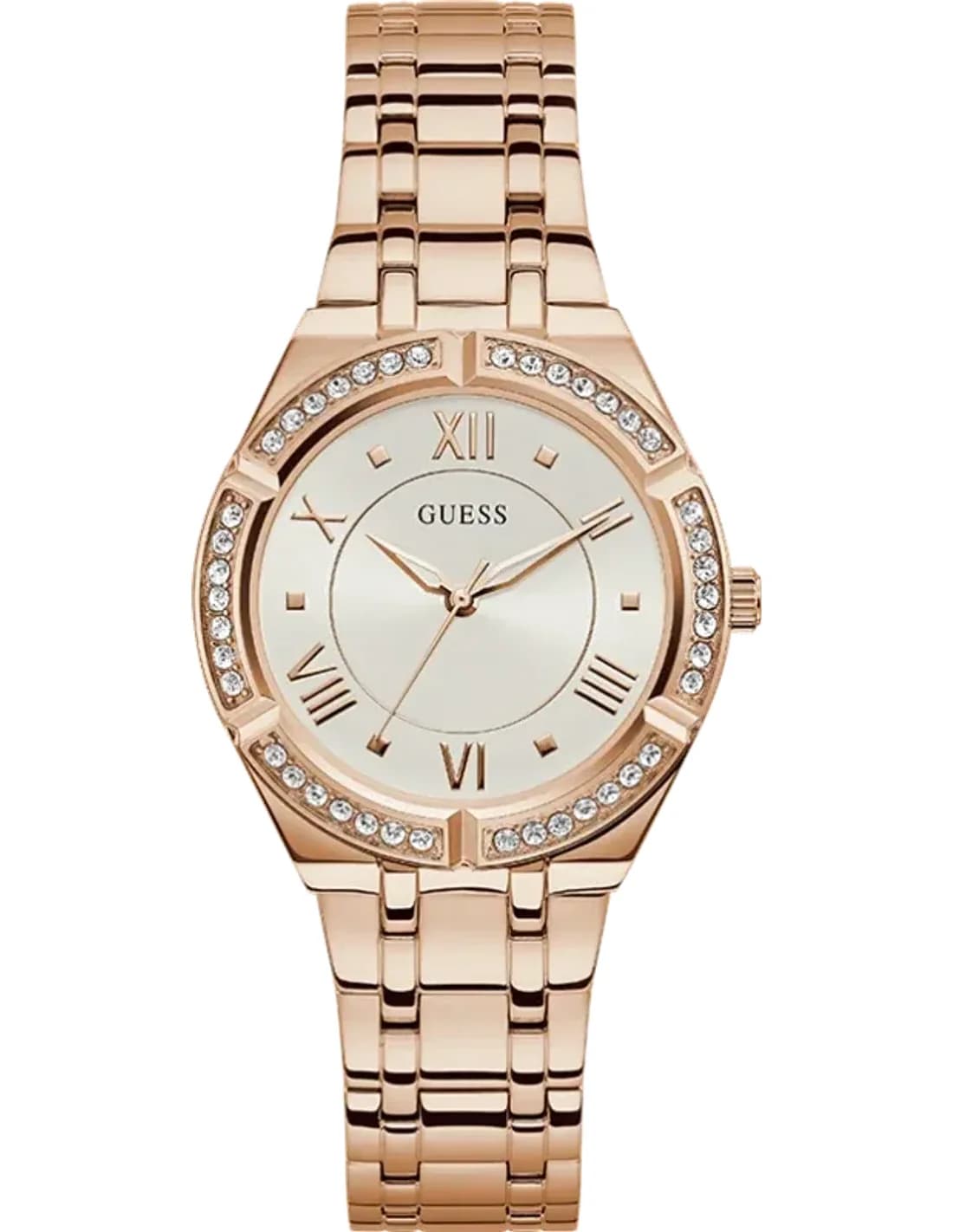 Montre Femme Guess GW0033L3 bracelet acier or rose boitier orné de strass