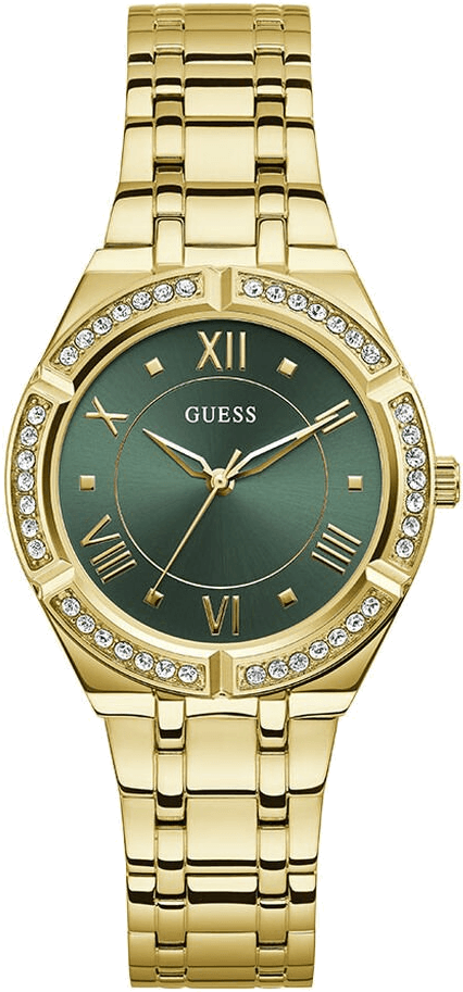 Montre Femme Guess Cosmo GW0033L8 bracelet acier doré cadran vert