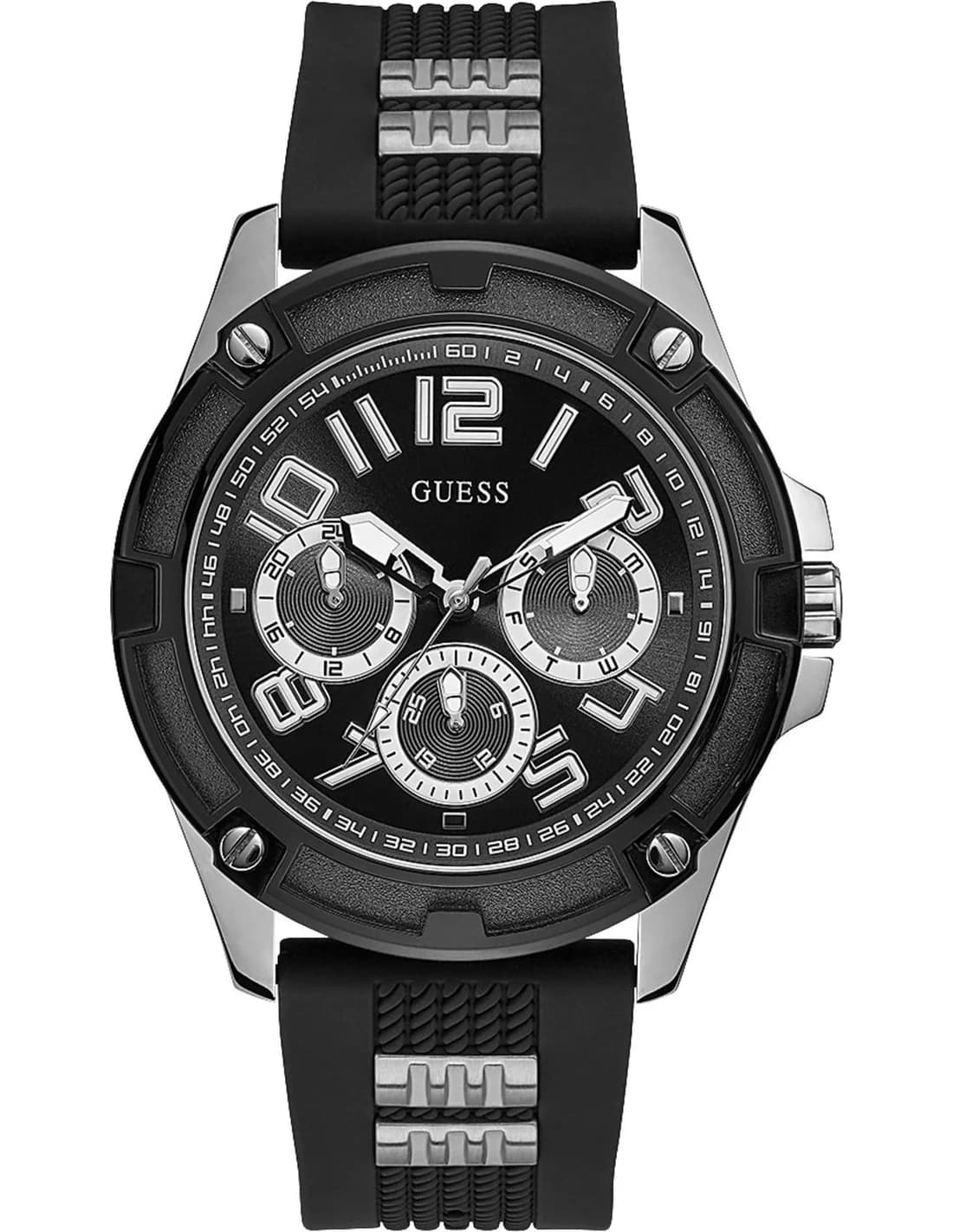 Montre Homme Guess Delta GW0051G1 cadran noir bracelet silicone